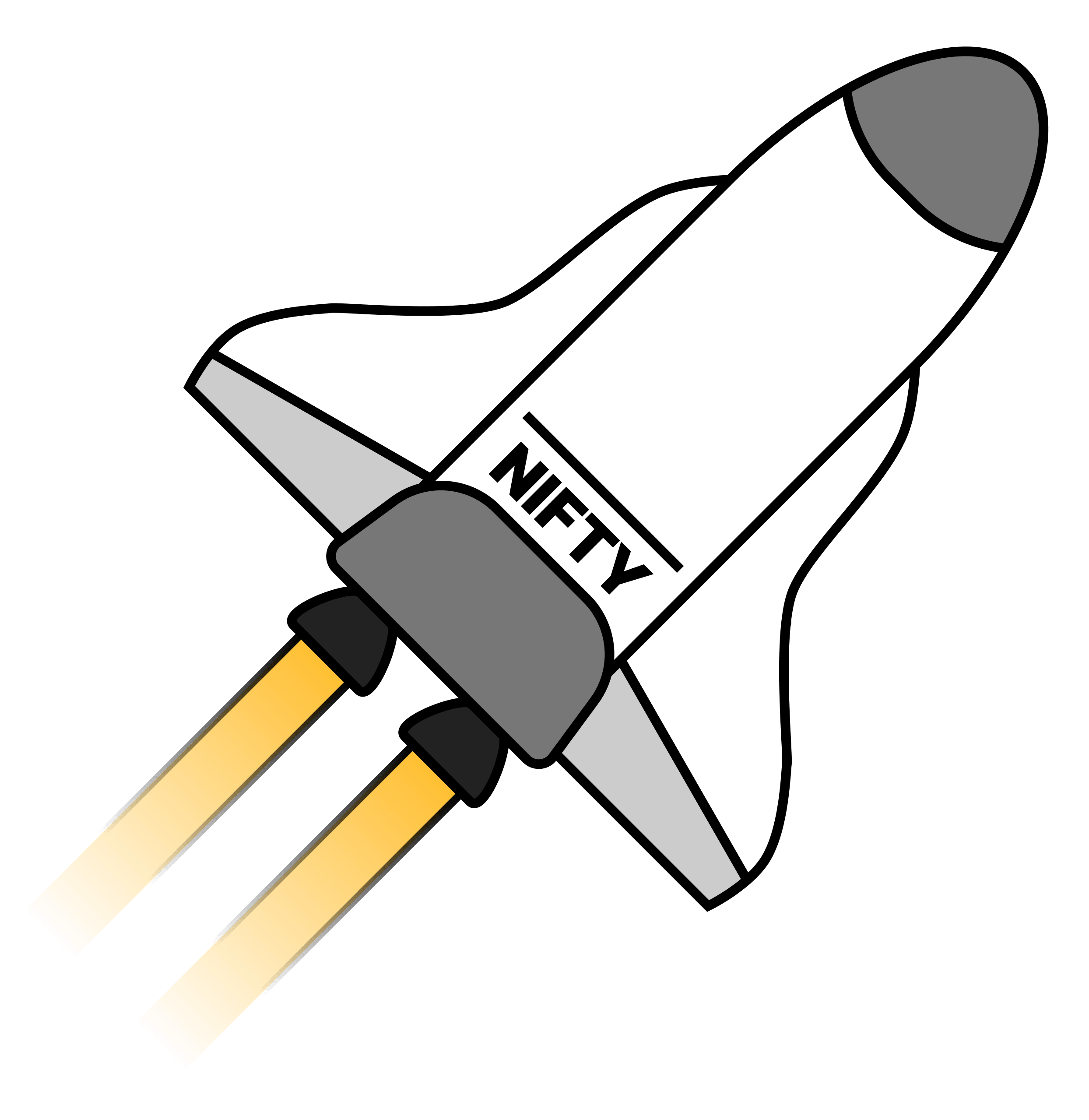 An illustration of a rocket ship taking off